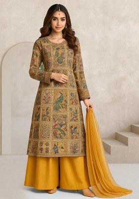 Multicolor Figure Print Silk Sharara Set