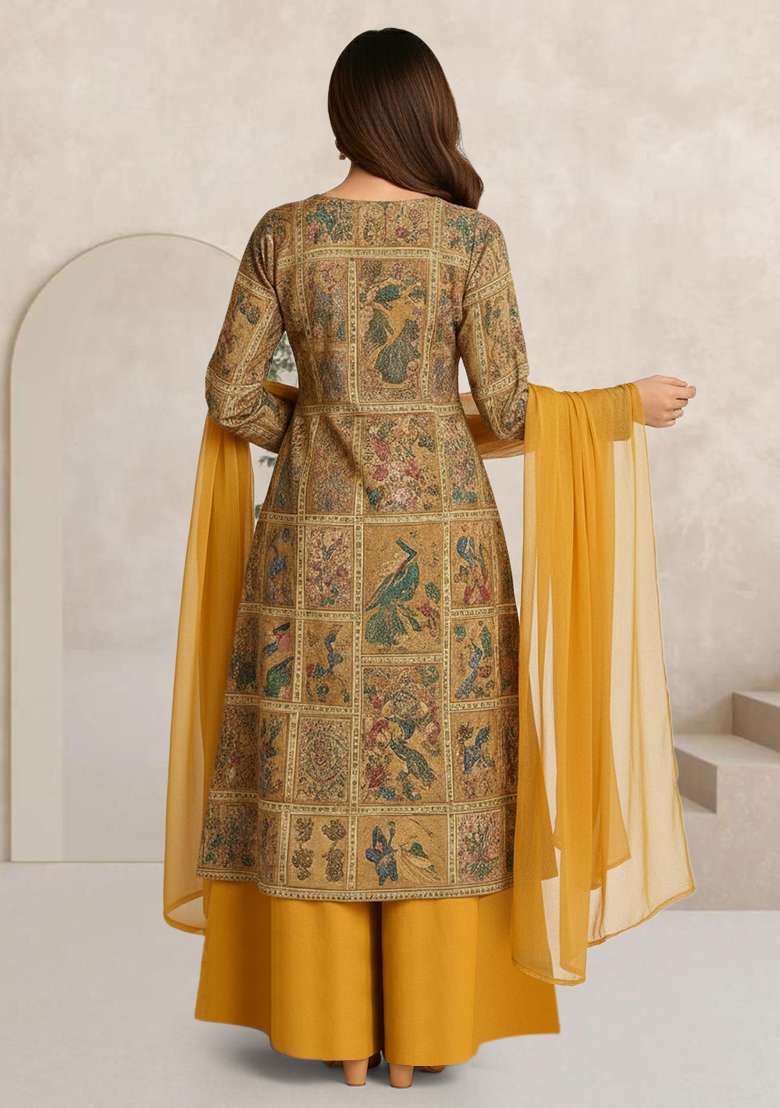 Multicolor Figure Print Silk Sharara Set - Indya