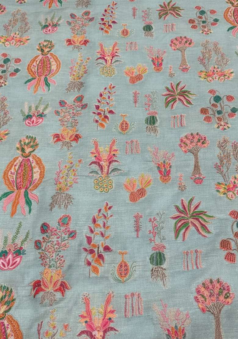 Multicolor Figure Print Silk Fusion Set for Diwali | Wedding & Festive Wear - Indya
