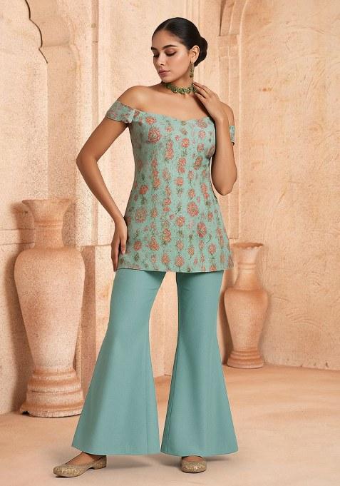 Multicolor Figure Print Silk Fusion Set