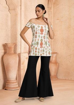 Multicolor Figure Print Silk Fusion Set