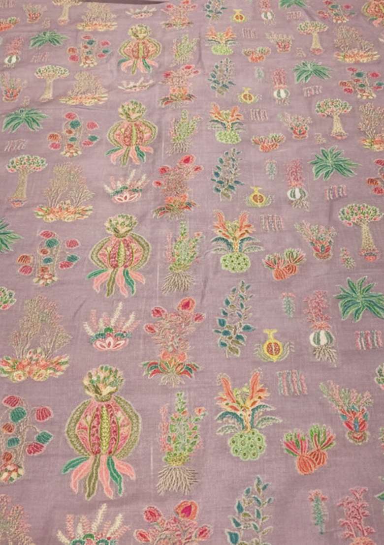 Pink Floral Print Silk Fusion Set for Diwali and Festive Wear - Indya