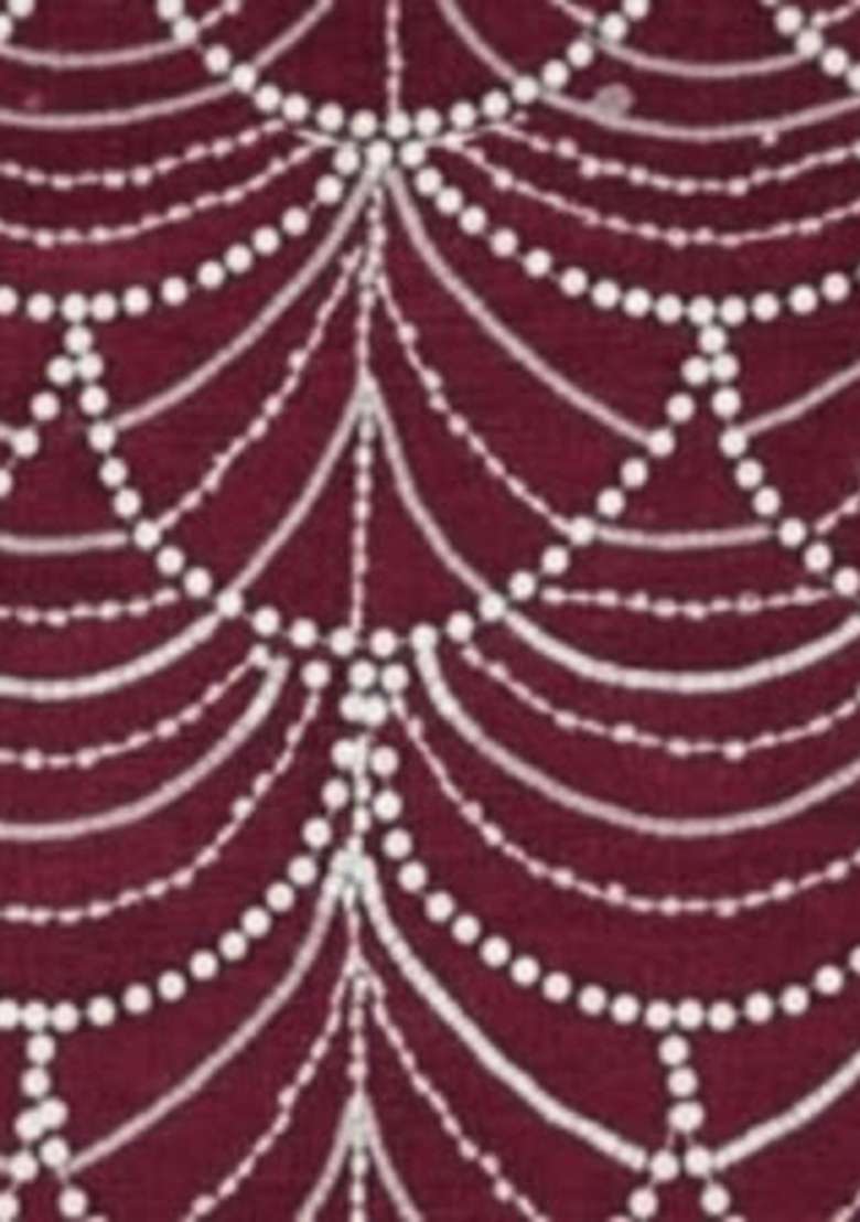 Maroon Embroidered Net Pre Draped Saree Set - Indya