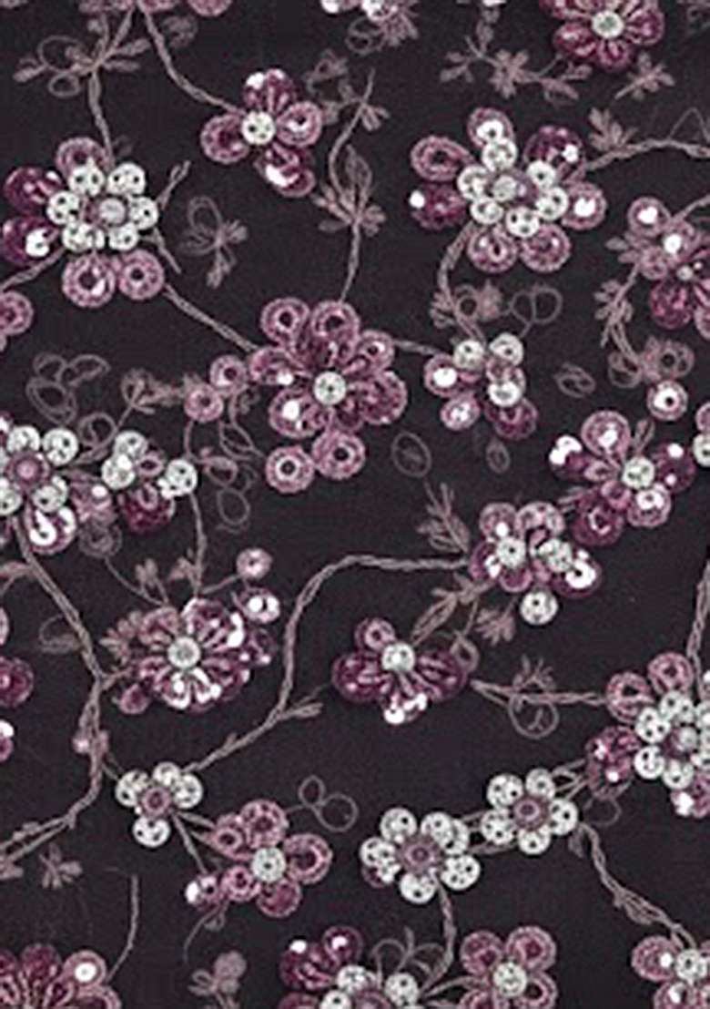 Wine Embroidered Net Sharara Set - Indya