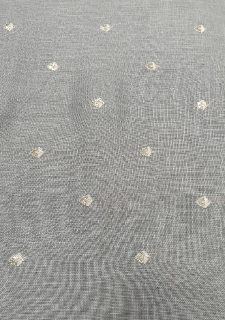 Powder Blue Embellished Linen Kurta Set - Indya