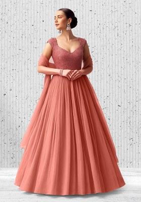 Pink Sequin Net Anarkali Set