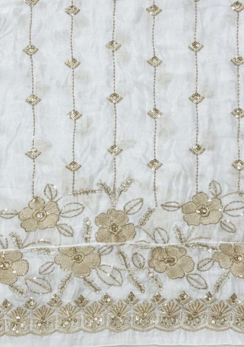 White Embroidered Crepe Anarkali Set - Indya