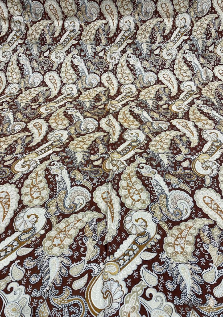 Deep Maroon Floral Printed Jacquard Sharara Set - Indya