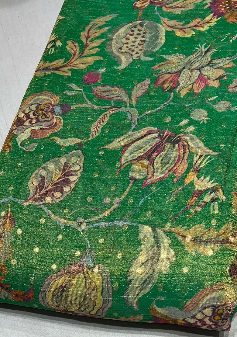 Green Floral Print Tissue Sharara Set - Indya