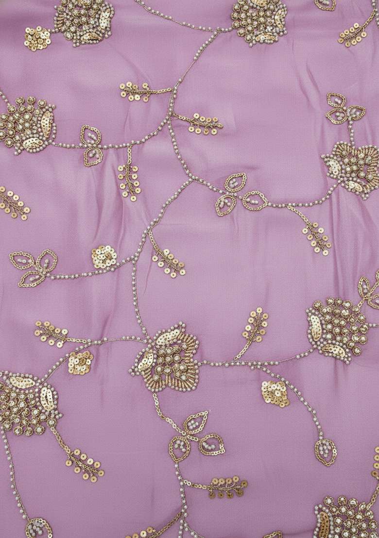 Lavender Embroidered Silk Blend Anarkali With Dupatta - Indya