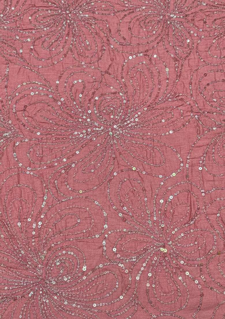 Pink Embroidered Chinon Sharara Set - Indya