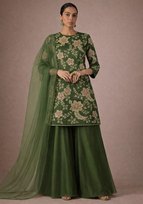 Mint Green Embroidery Chinon Anarkali Set