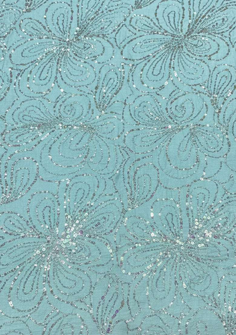 Light Blue Embroidery Blouse Chinon Anarkali Set - Indya