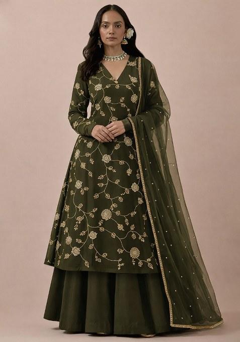 Yellow Embroidery Blouse Crepe Pre Draped Saree Set