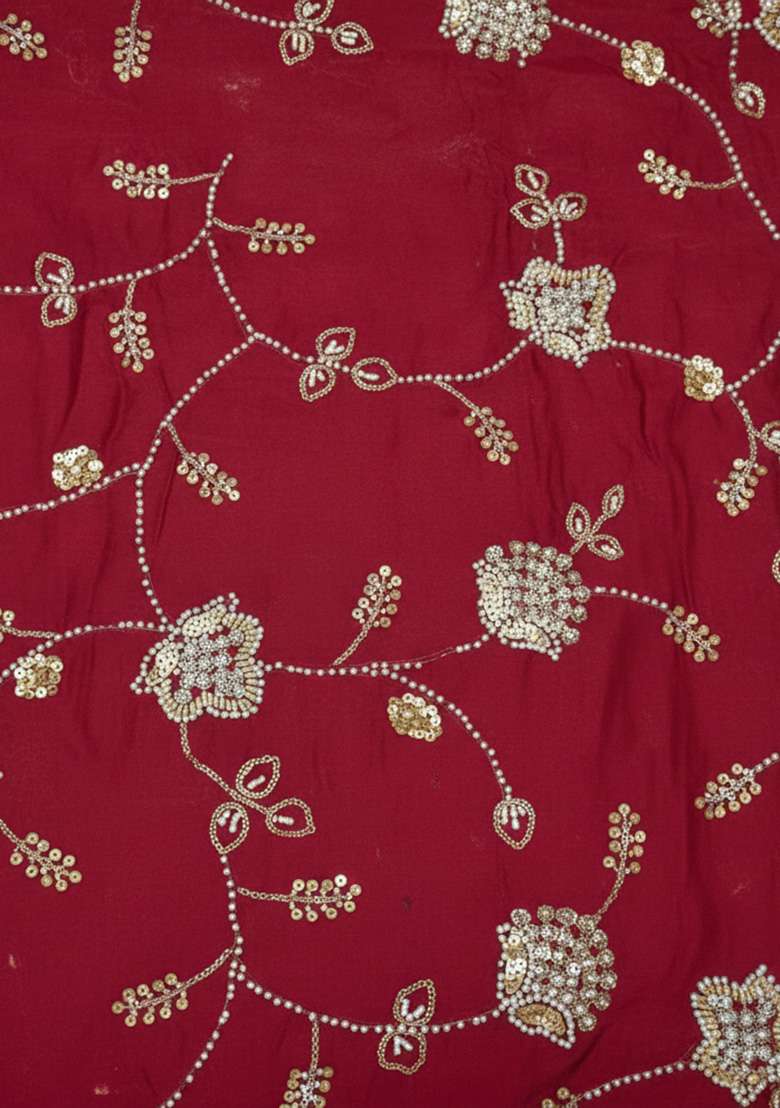 Maroon Floral Embroidery Fendy Silk Sharara set - Indya