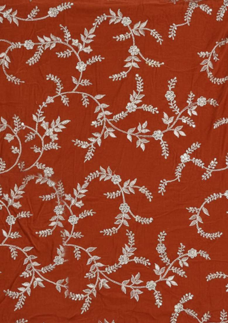 Rust Embroidered Crepe Sharara Set - Indya