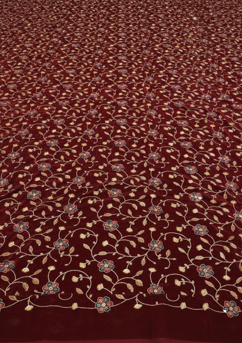 Maroon Embroidered Silk Sharara Set - Indya