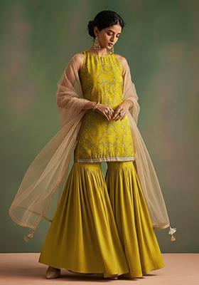 Light Green Printed Crepe Sharara Set