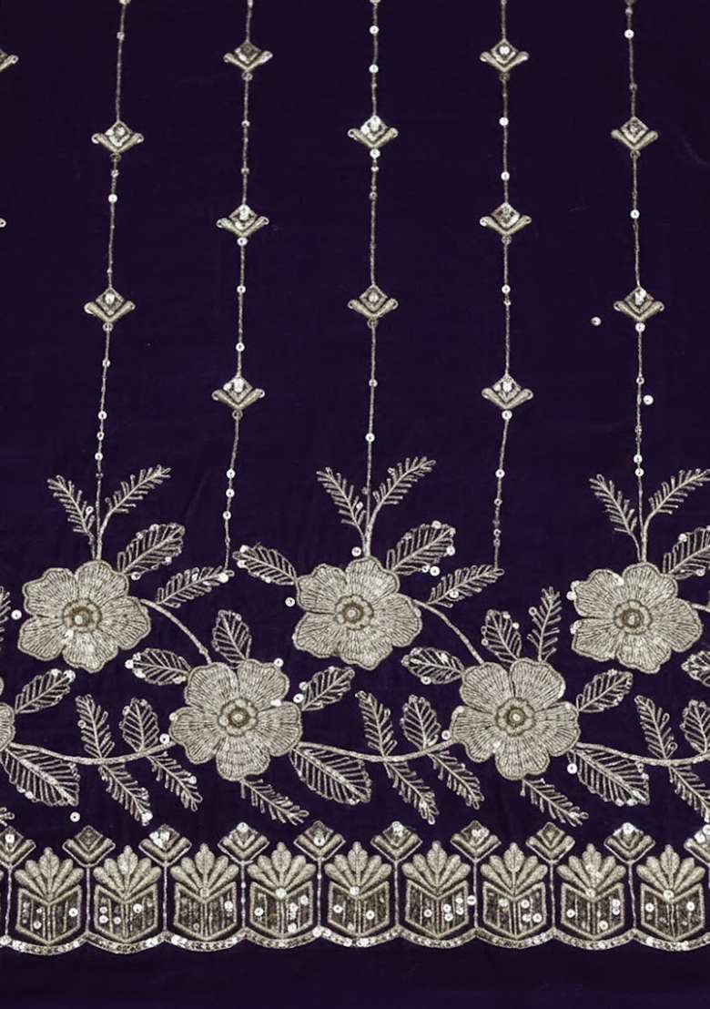 Purple Embroidery Crepe Anarkali Set - Indya