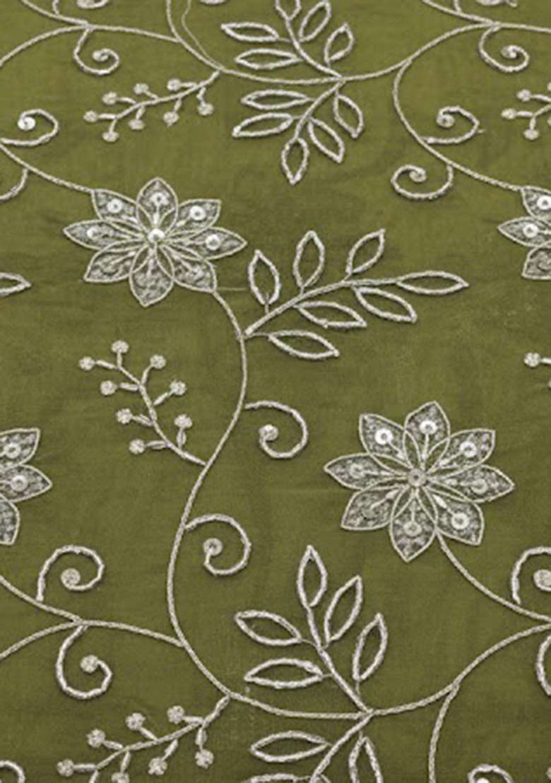 Green Embroidery Poly Blend Anarkali Set - Indya