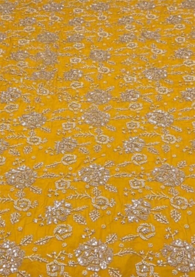 Yellow Embroidery Simmer Tissue Sharara Set - Indya