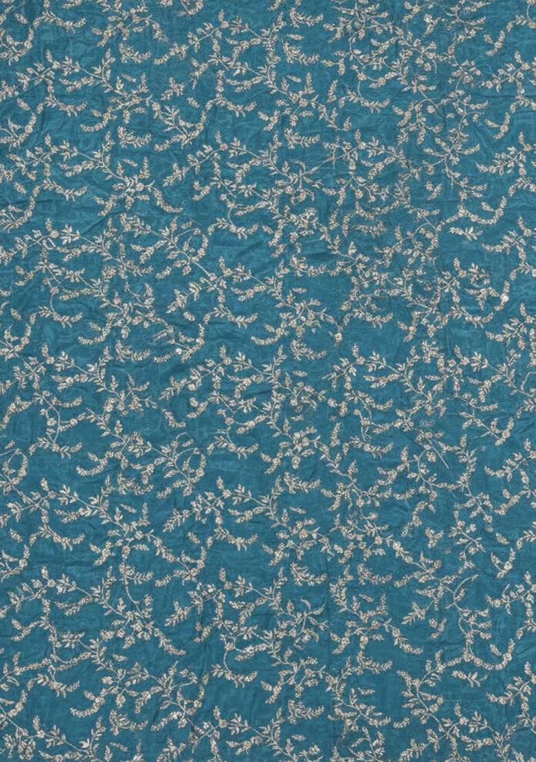 Teal Printed Crepe Anarkali Set - Indya