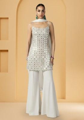 White Mirror Georgette Sharara Set