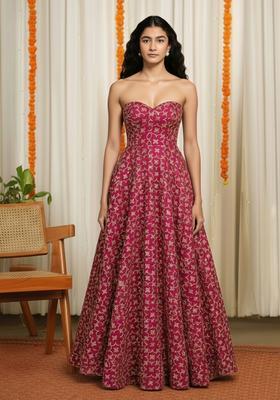 Rani Pink Jacquard Silk Dress