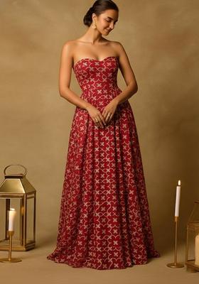 Pink Jacquard Silk Dress