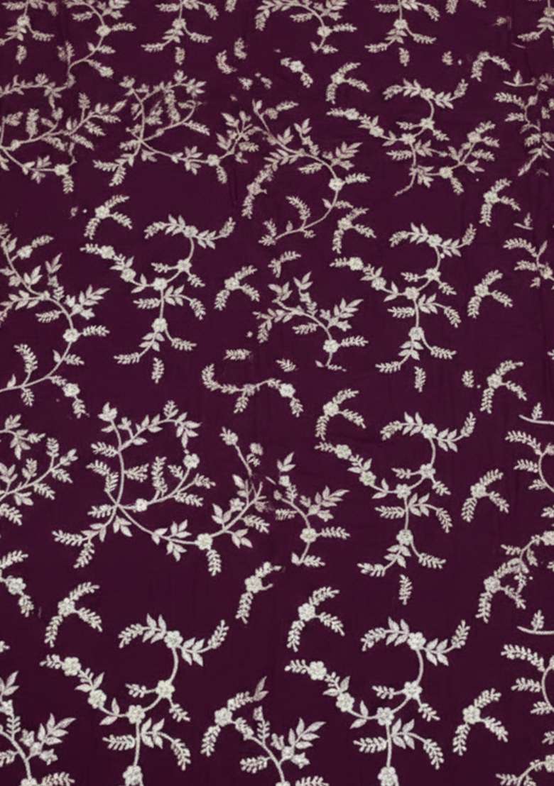 Deep Wine Crepe Printed Anarkali With Dupatta - Indya