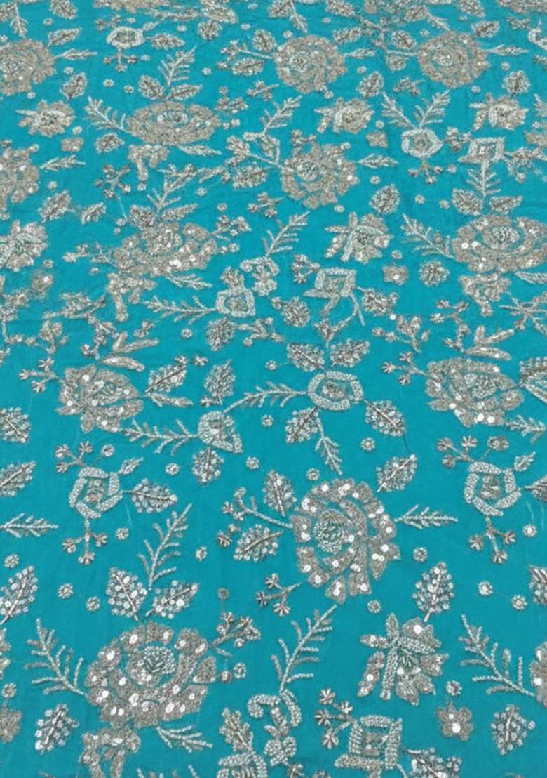 Aqua Blue Tissue Embroidered Sharara Set - Indya