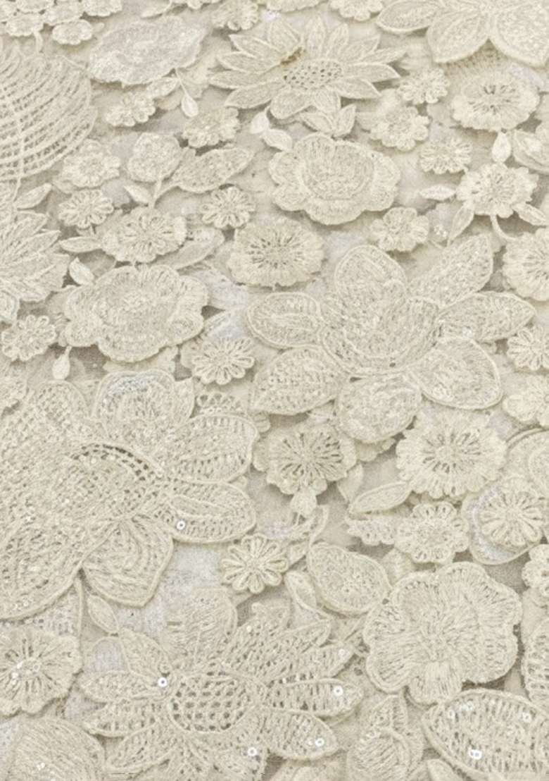 Off White Net Self Design Sharara Set - Indya