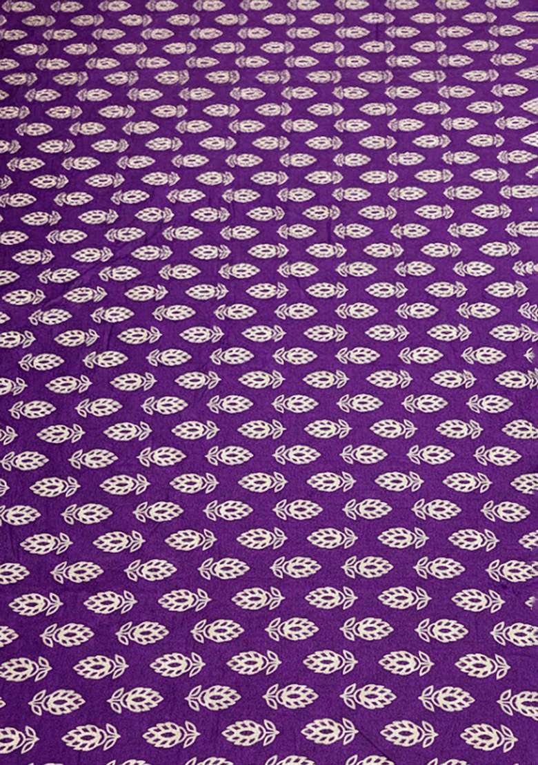 Deep Purple Poly Blend Printed Anarkali Set - Indya