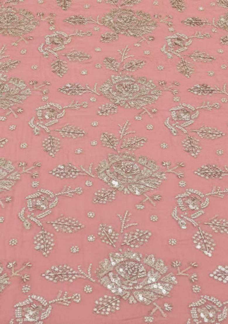 Dusty Pink Tissue Embroidered Sharara Set - Indya