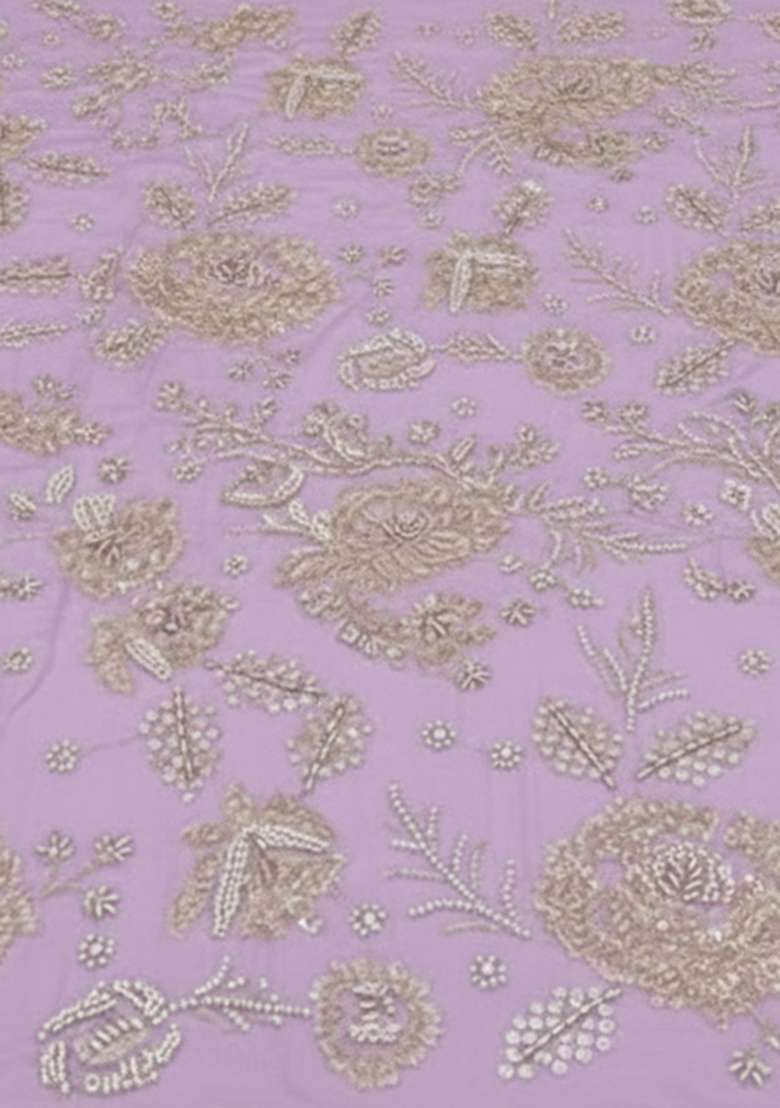 Lavender Tissue Embroidered Sharara Set - Indya