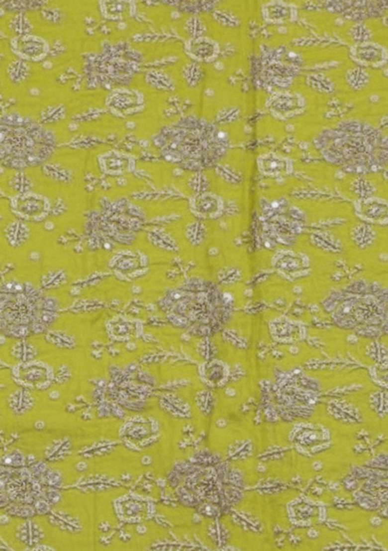 Leaf Green Tissue Embroidered Sharara Set - Indya