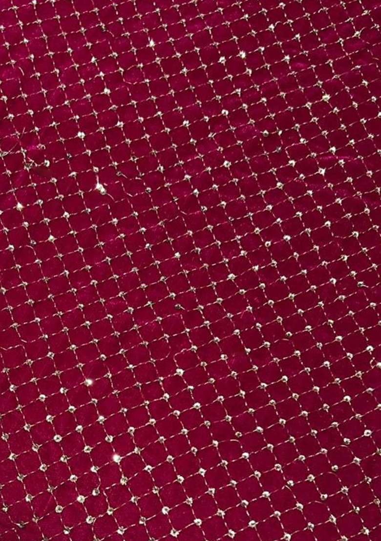Berry Wine Sequin Work Velvet Straight Kurta Set - Indya