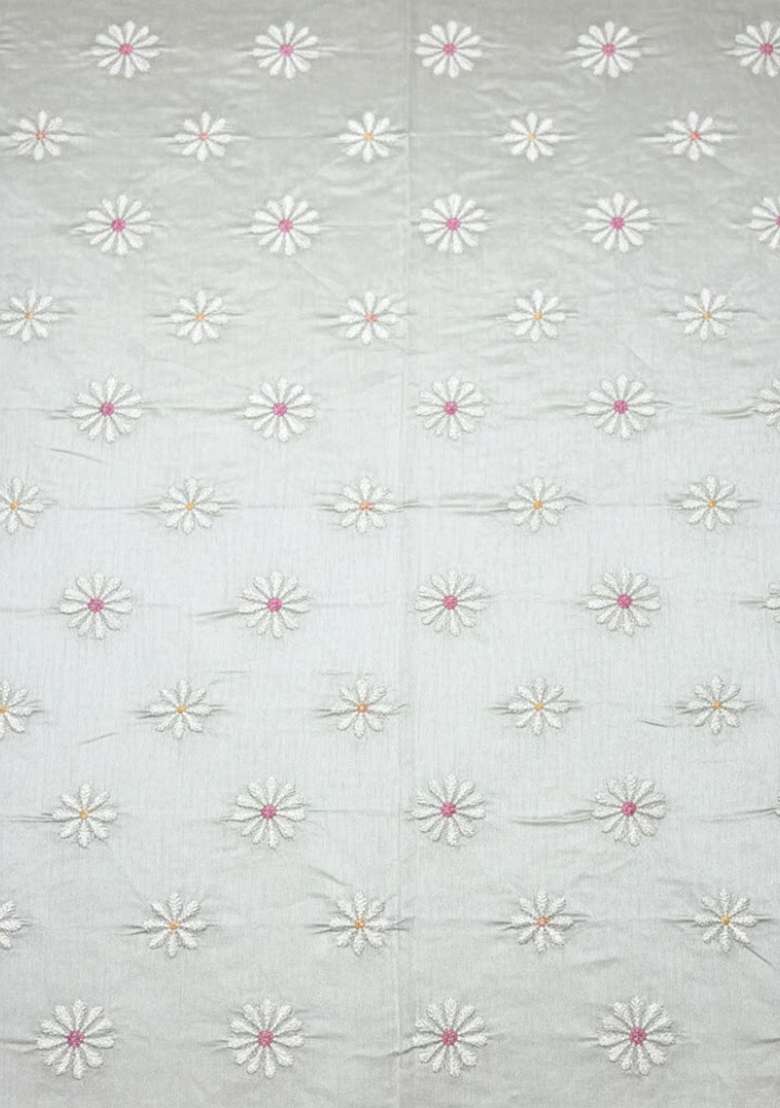 White Embroidered Chanderi Sharara Set - Indya