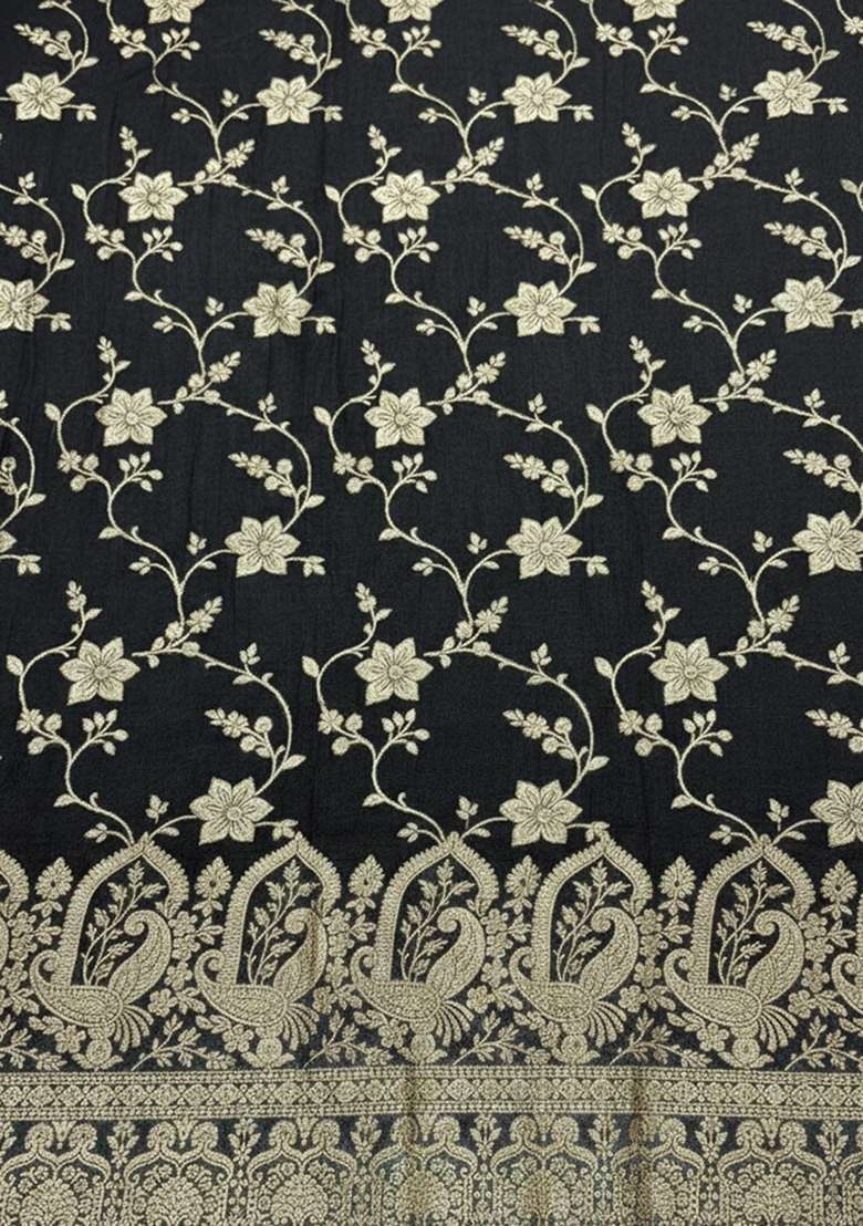 Black Embroidered Tissue Pakistani Suit Set - Indya