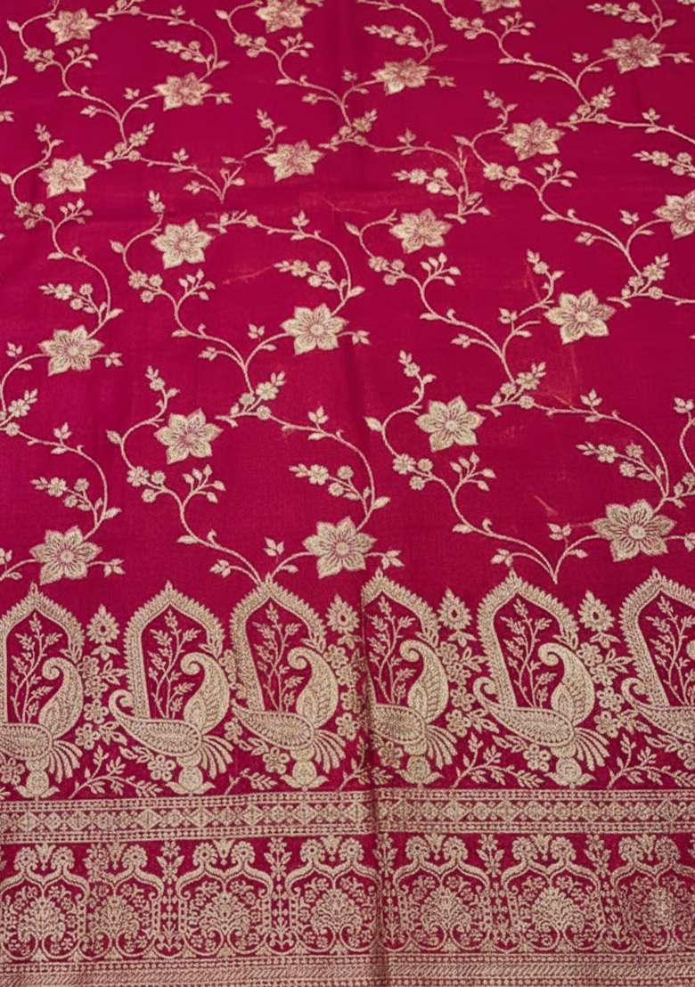Rani Pink Embroidered Tissue Pakistani Suit Set - Indya