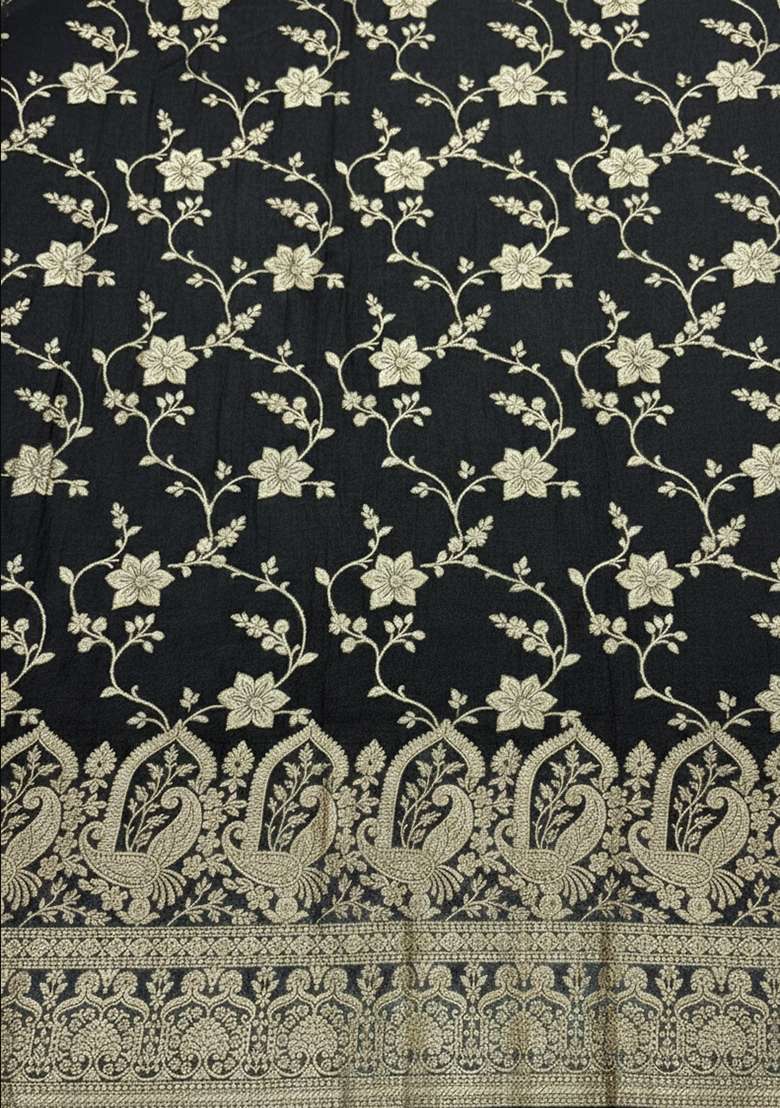 Black Zari Tissue Sharara Set - Indya
