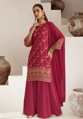 Rani Pink Zari Tissue Sharara Set