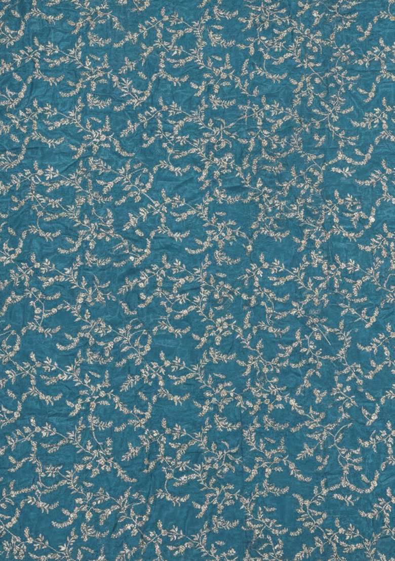 Teal Blue Embroidered Crepe Sharara Set - Indya