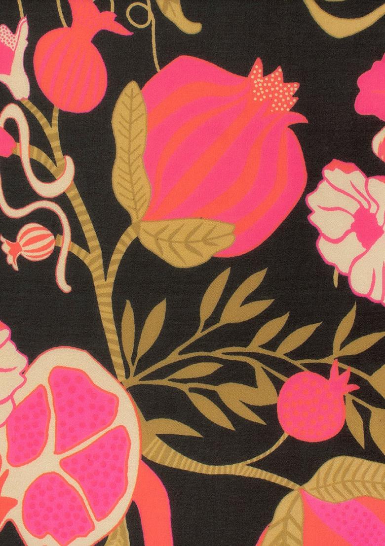 Black Floral Print Georgette Kurta Set - Indya