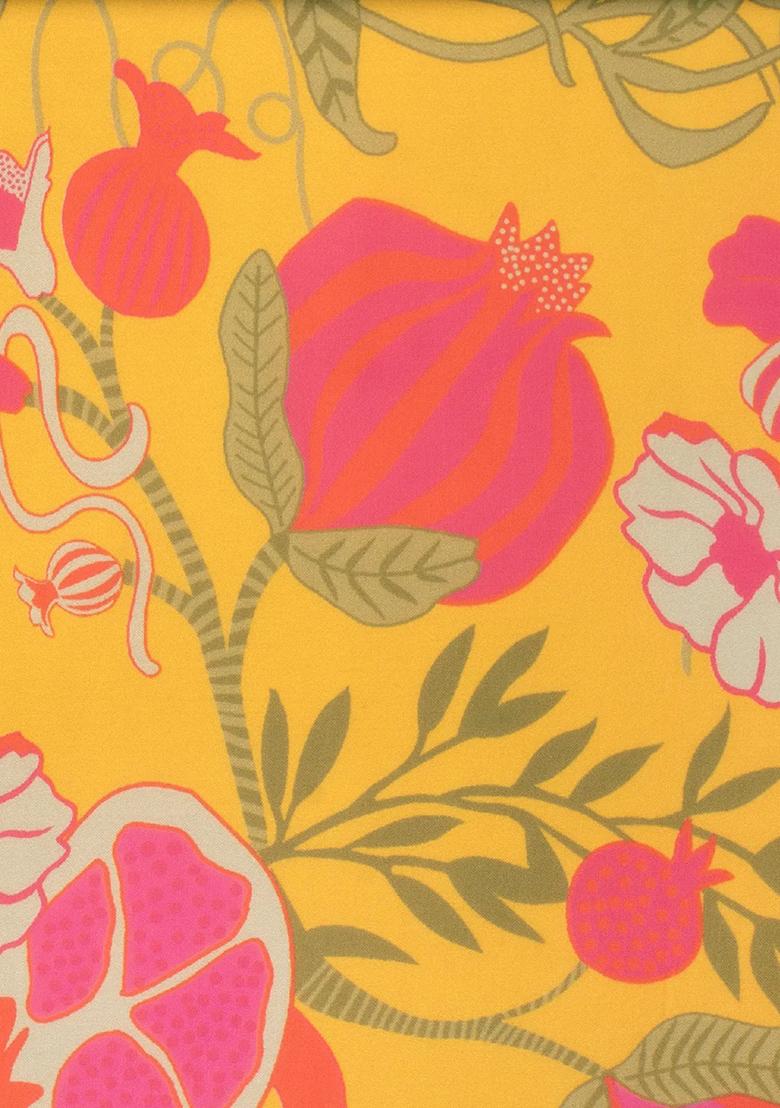 Mustard Yellow Floral Print Georgette Kurta Set - Indya