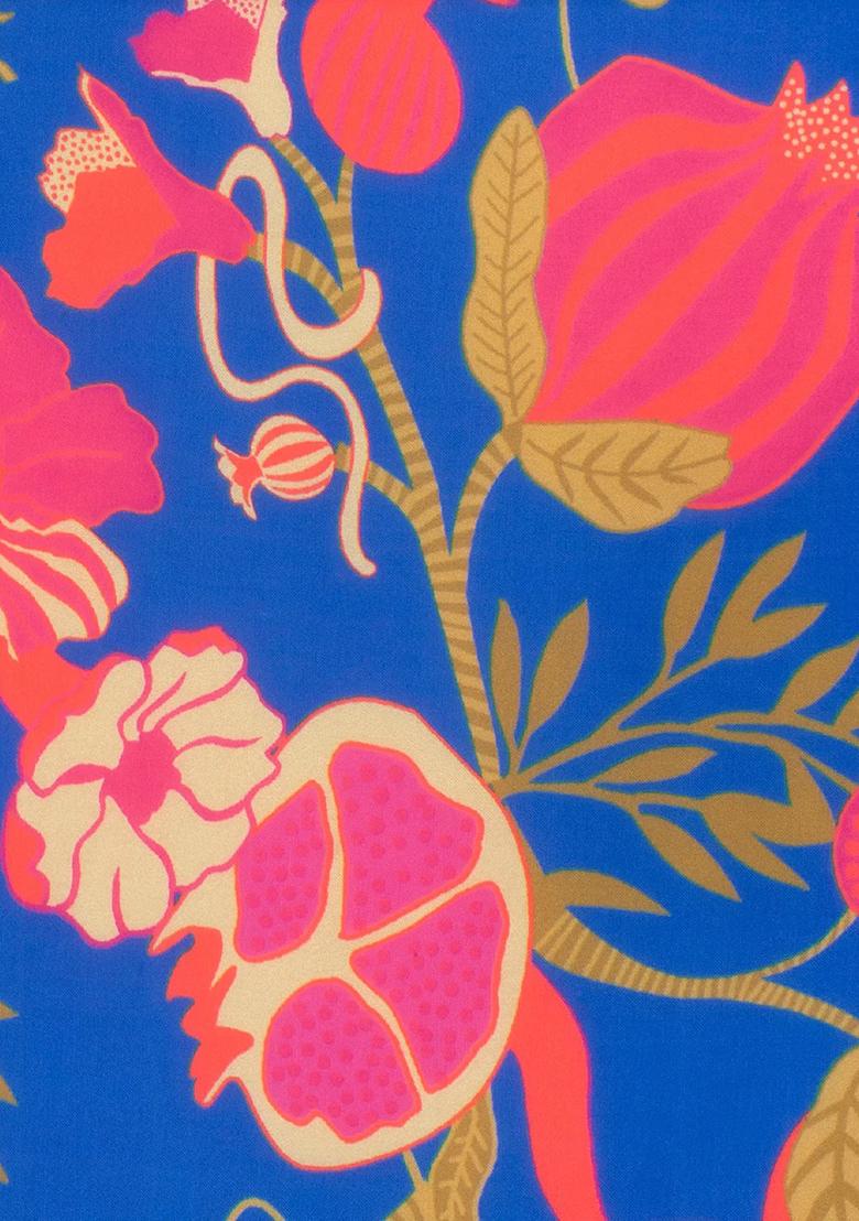 Teal Blue Floral Print Georgette Kurta Set - Indya