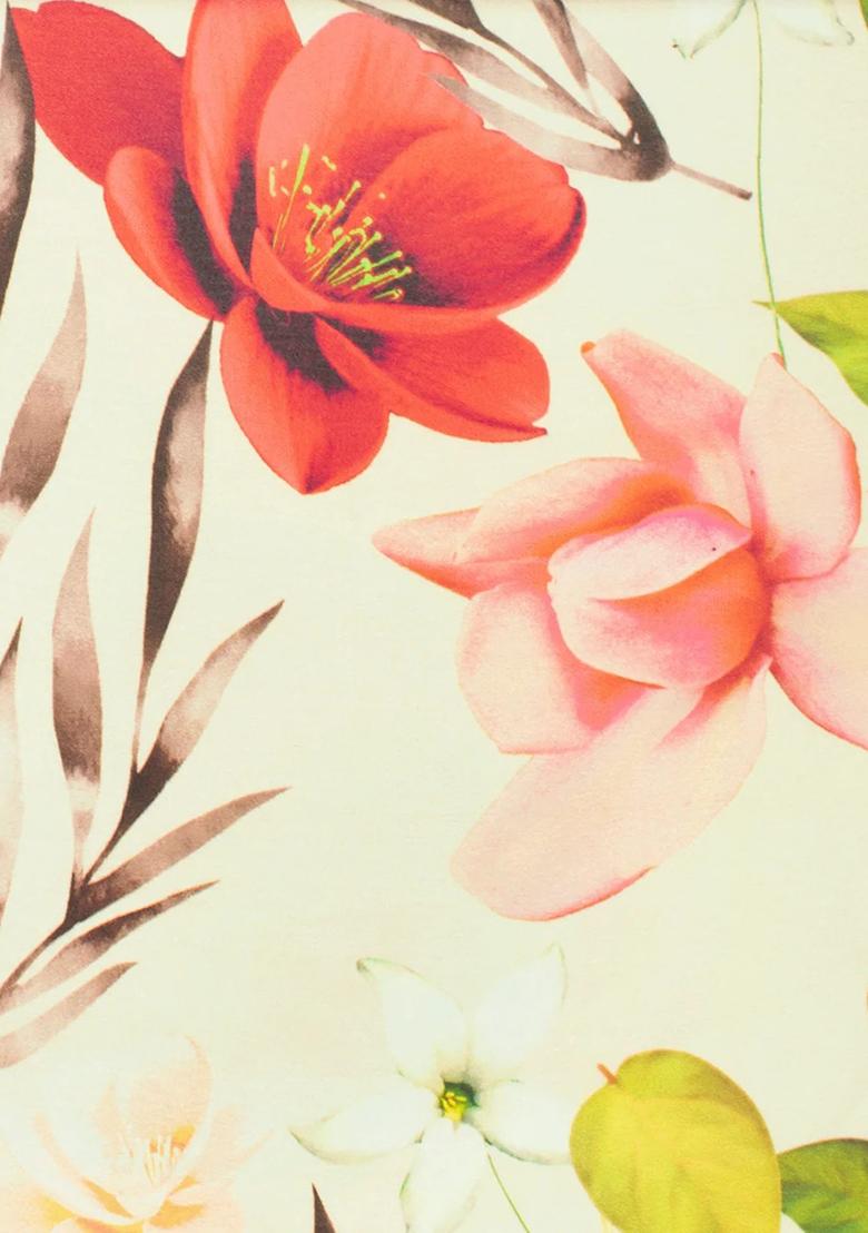 Off White Floral Print Georgette Kurta Set - Indya