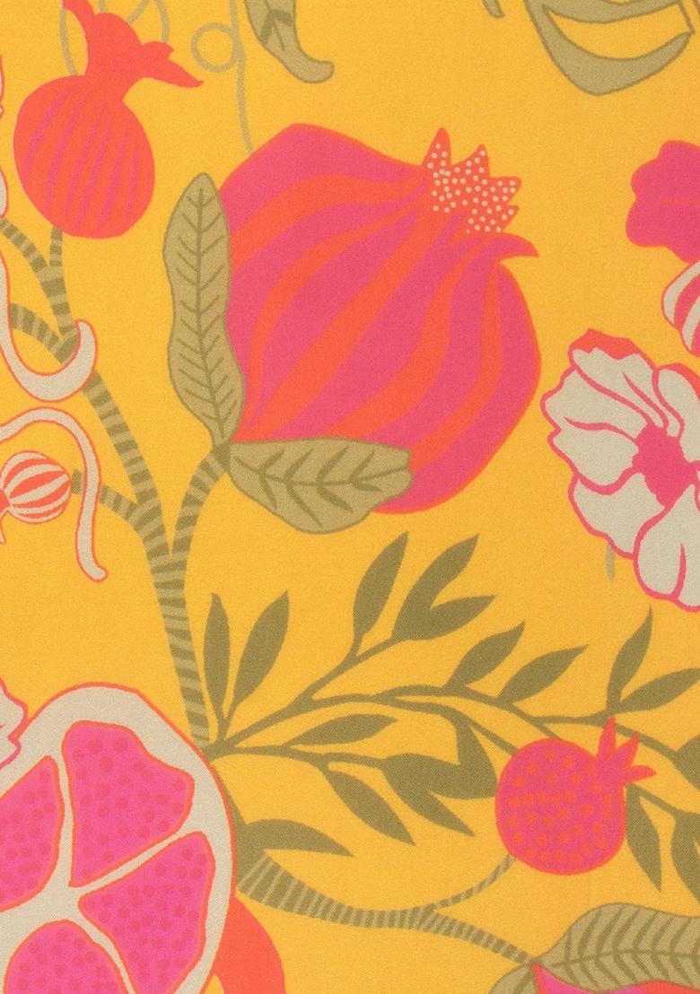 Yellow Floral Print  Anarkali With Dupatta - Indya