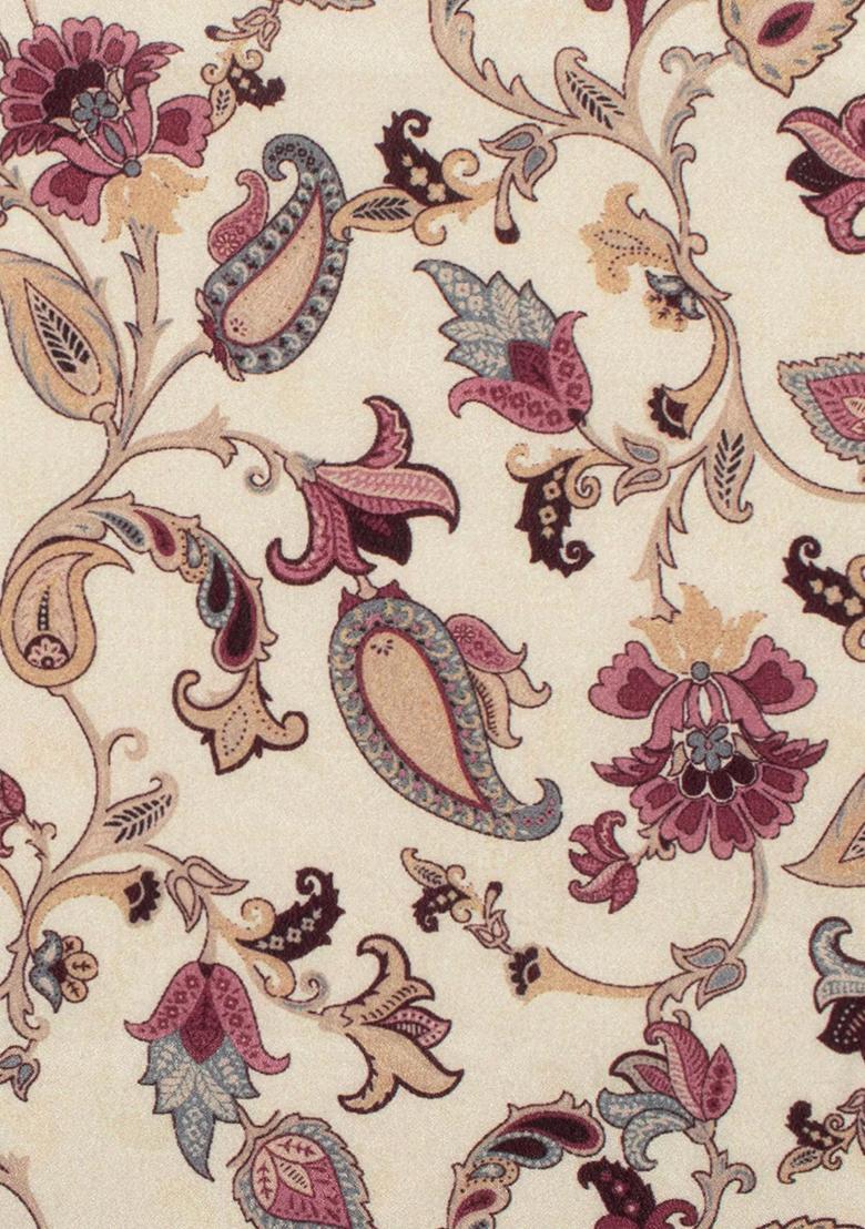 Beige Floral Print  Anarkali With Dupatta - Indya