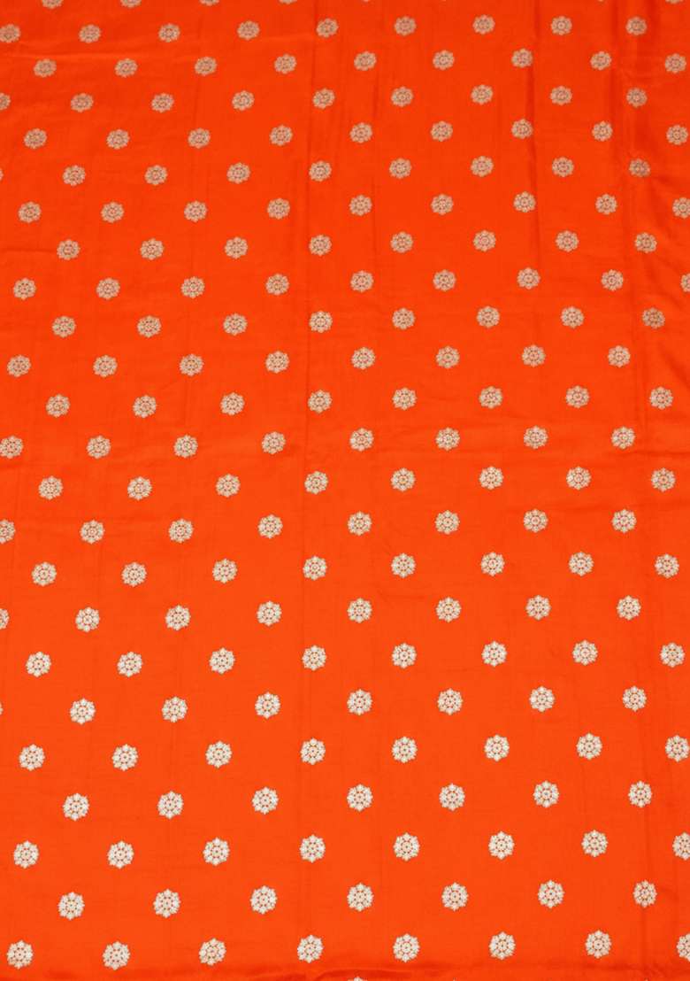 Orange Silk Anarkali With Dupatta - Indya